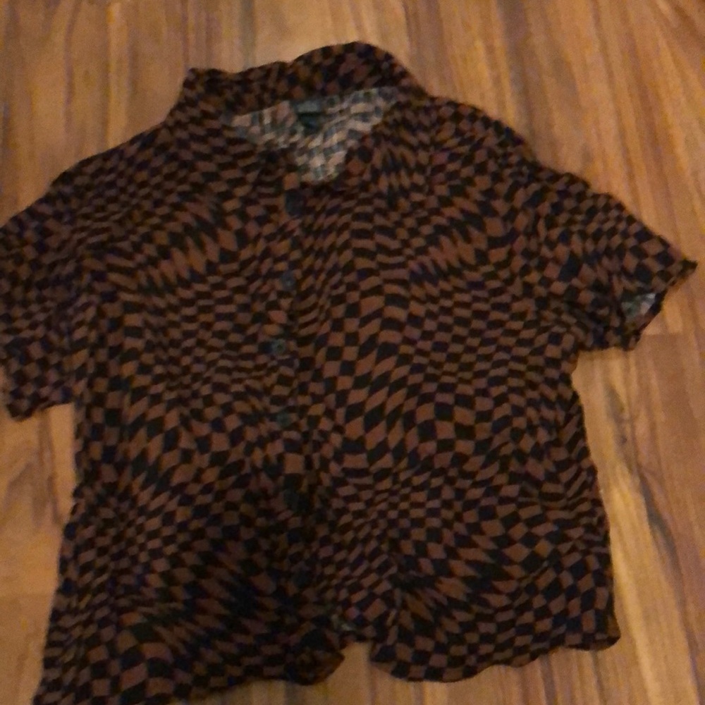 Button-down checker shirt
